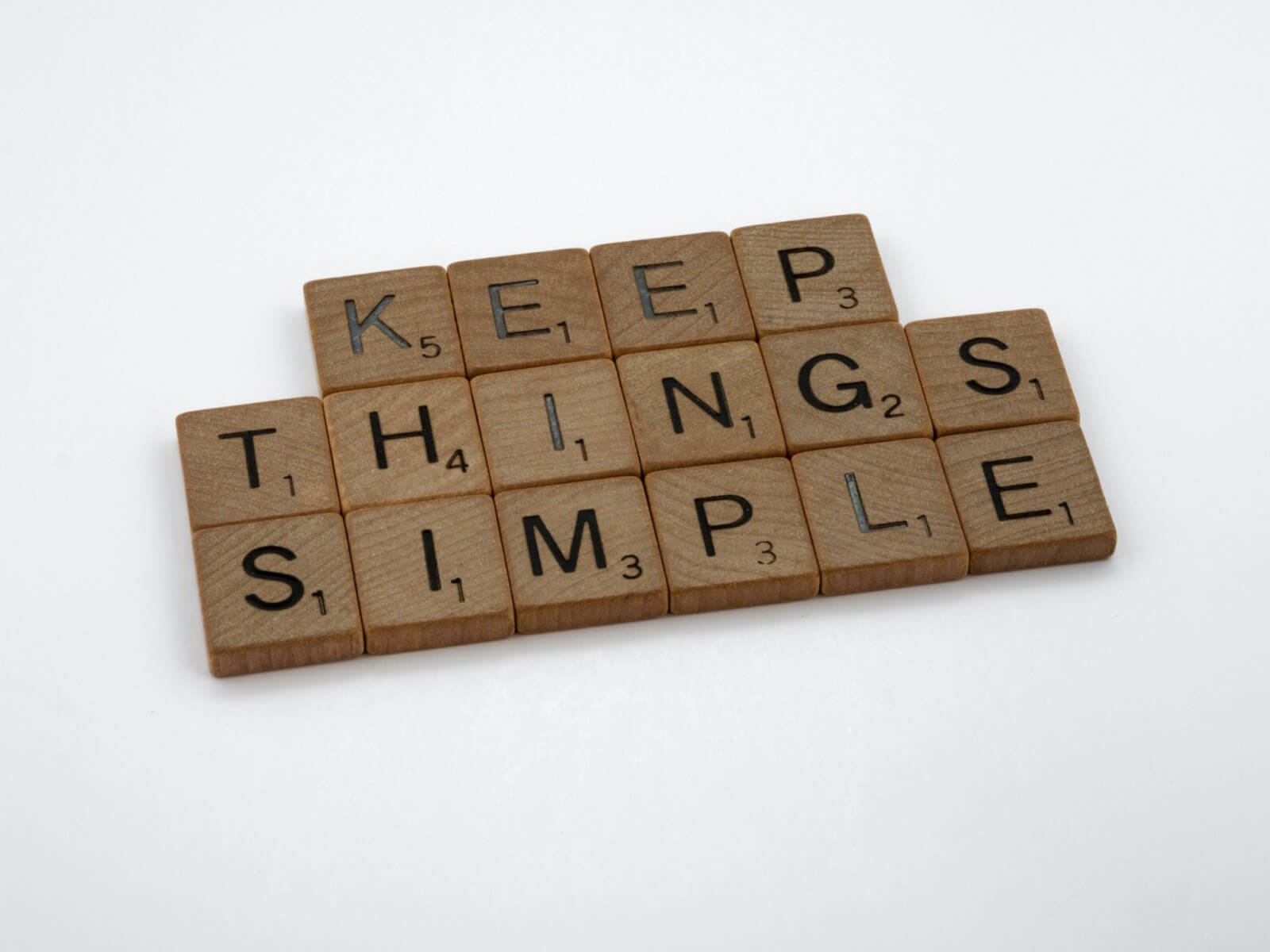 Blocks spelling out "keep things simple"